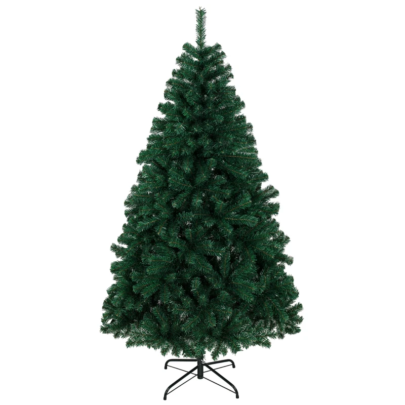 HOMCOM Brad Artificial de Crăciun 180 cm cu 700 Ramuri Ignifuge, Bază din Oțel,100x100x180 cm, Verde