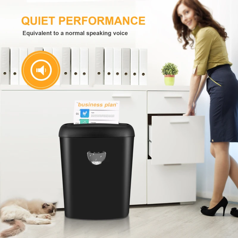Practical Paper Shredder with P4 Privacy Level and Anti-Jam Function, Cross Cut Shredder for Offices, 36L x 25W x 47H cm, Black