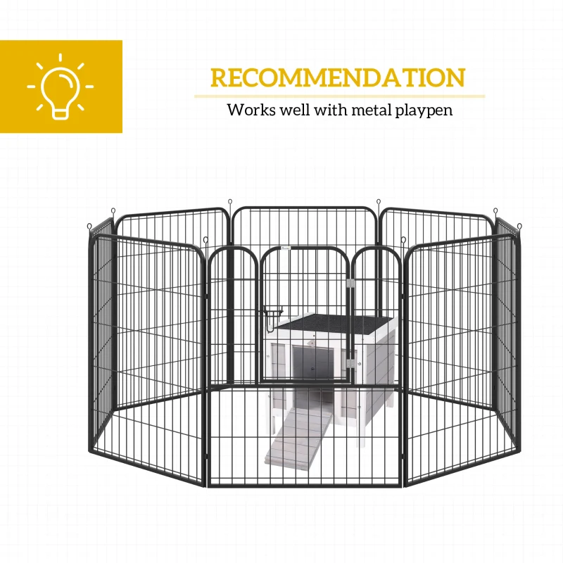 PawHut Clapier à lapin cage à lapin avec rampes/porte, toit ouvrant et étanche - en bois de sapin 51 x 42 x 43 cm gris et blanc