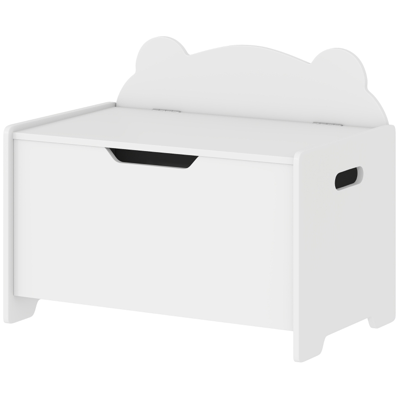 AIYAPLAY Coffre à jouet enfant avec couvercle rabattable, coffre de rangement enfant, forme d'ours, 60 x 38 x 48 cm, blanc
