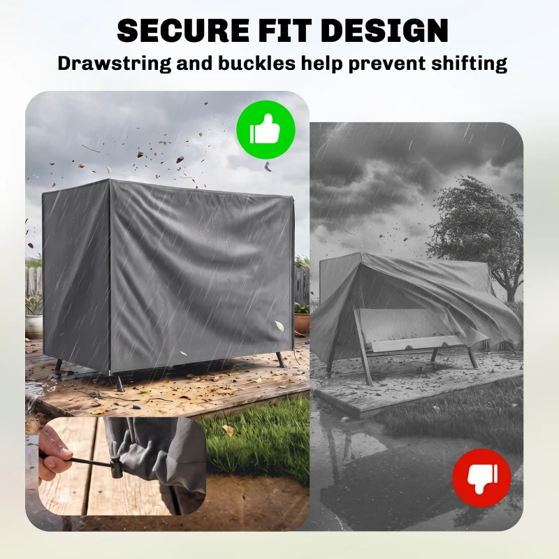 Outsunny 205 x 124cm Three-Seater Swing Chair Protective Cover Dark Grey