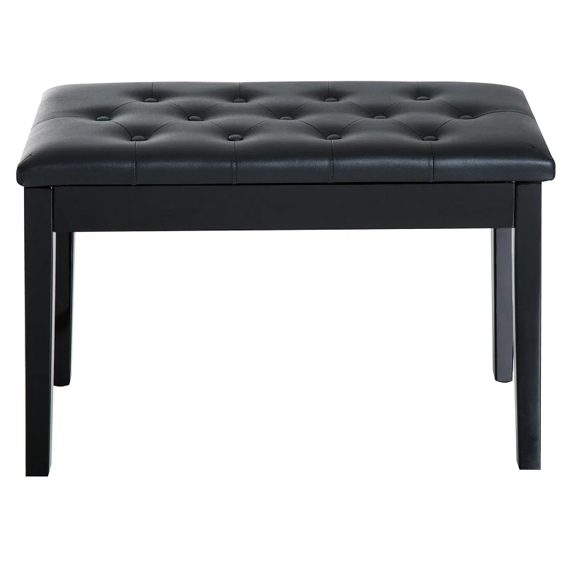 HOMCOM Banquette tabouret siège pour piano avec coffre de rangement pied bois caoutchouc assise capitonnée noir