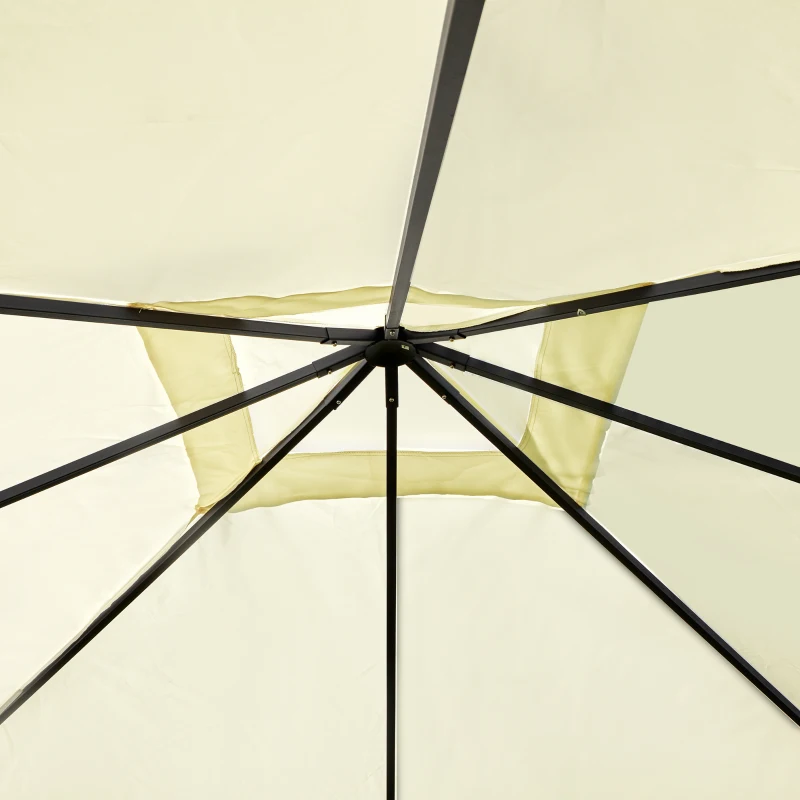 Outsunny Gazebo 3x3 m con Tettuccio Rinforzato e 4 Viti, in Acciaio Verniciato a Polvere, Nero e Crema