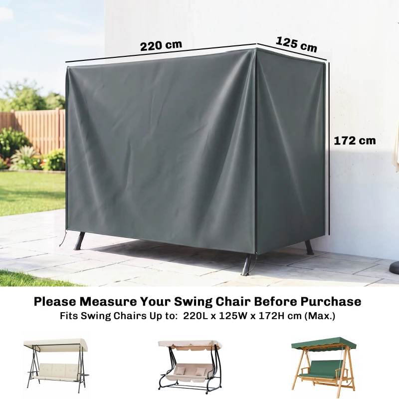 Outsunny 220 x 125cm Three-Seater Swing Chair Protective Cover - Grey