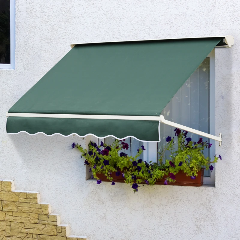 Outsunny Store banne Manuel Inclinaison réglable Aluminium Polyester imperméabilisé 70L x 180l cm Vert