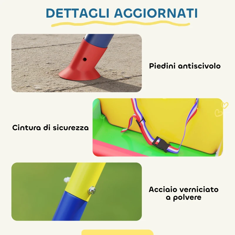 AIYAPLAY Altalena da Giardino per Bambini Regolabile con Schienale e Barriera, in Acciaio e PP, 128x155x157 cm, Verde