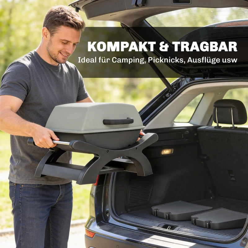 Outsunny Tischgrill Elektrisch 2300W 23x71 cm tragbar Elektrogrill mit Antihaftbeschichtete Grillrosten Fettauffangschale