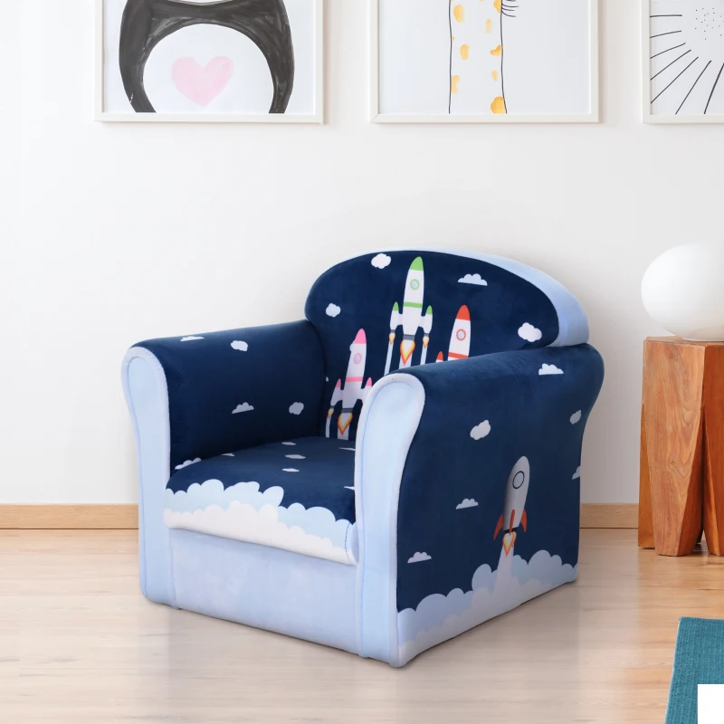 HOMCOM Children Chair Armchair Single Sofa,  50 x 39 x 44cm, for 18M+, Blue