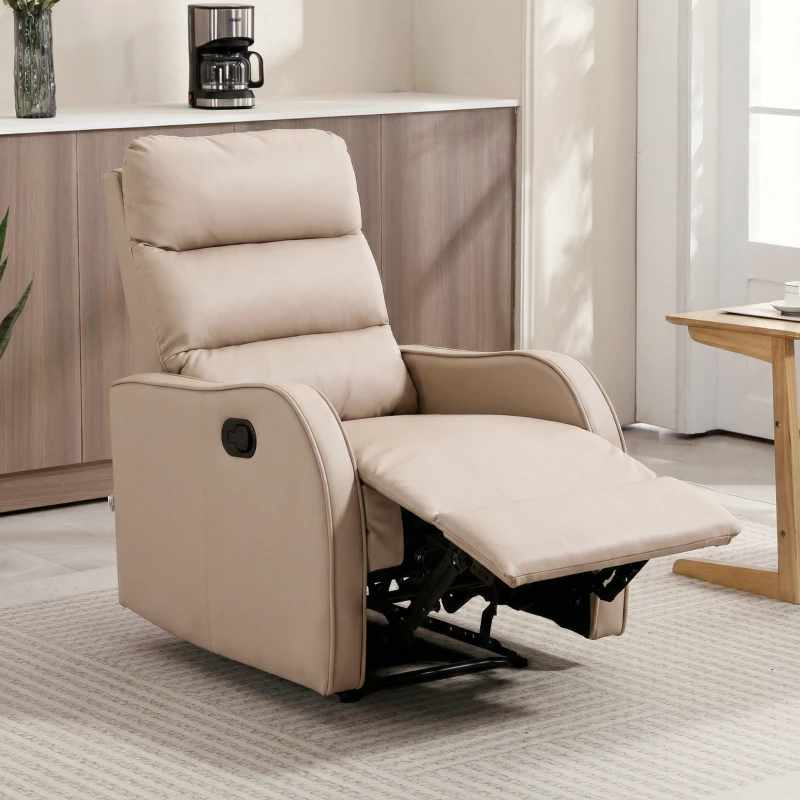 HOMCOM Sillón Relax Reclinable Sofá Relax Tapizado en PU con Reposapiés Retráctil para Dormitorio Salón 65x89x100 cm Marrón