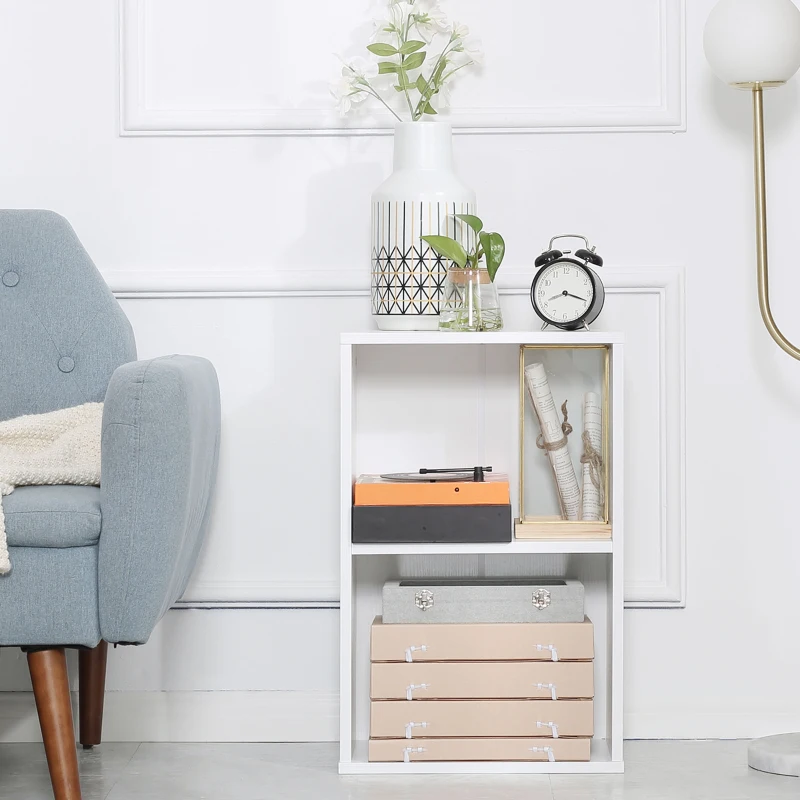 HOMCOM Libreria Bassa in Legno, Mobiletto Multiuso Design Moderno Bianco con Ripiano Regolabile 40x24x61cm