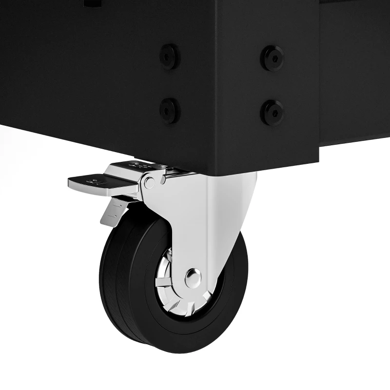 HOMCOM Tool Cart with Lockable Wheels, Rolling Workshop Cart with 3-Tier Trays, Drawer, Pegboards, Black