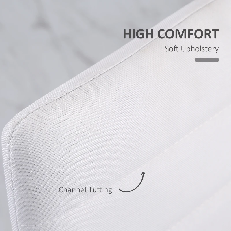 HOMCOM Set of 4 dining chairs dining room chairs with high back metal legs and linen fabric 41x50x97cm white