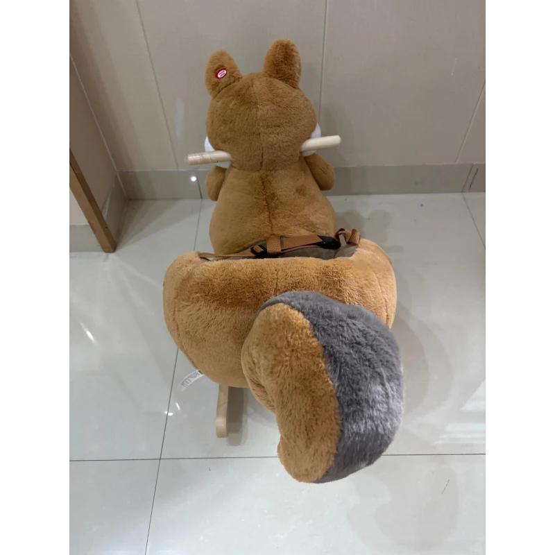 AIYAPLAY Caballo mecedor para niños 1-3 años en forma de ardilla de peluche, sonidos, cinturón de seguridad, marrón