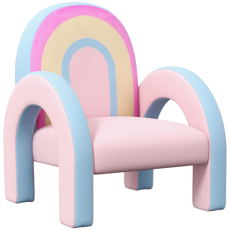 ZONEKIZ Sillón para Niños Pequeños en Forma de Arco Iris Mini Sofá Sillón Infantil para Niños de 1,5-3 Años 43x41x51 cm Rosa