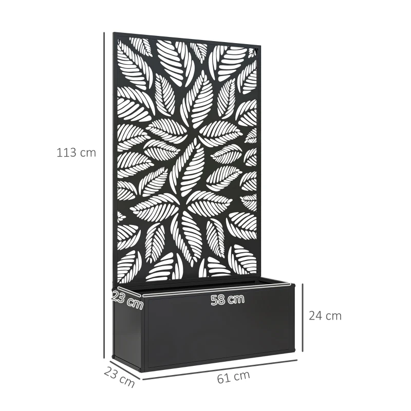 Outsunny Hochbeet mit Sichtschutzpaneel, Rankengitter, Metall, Schwarz