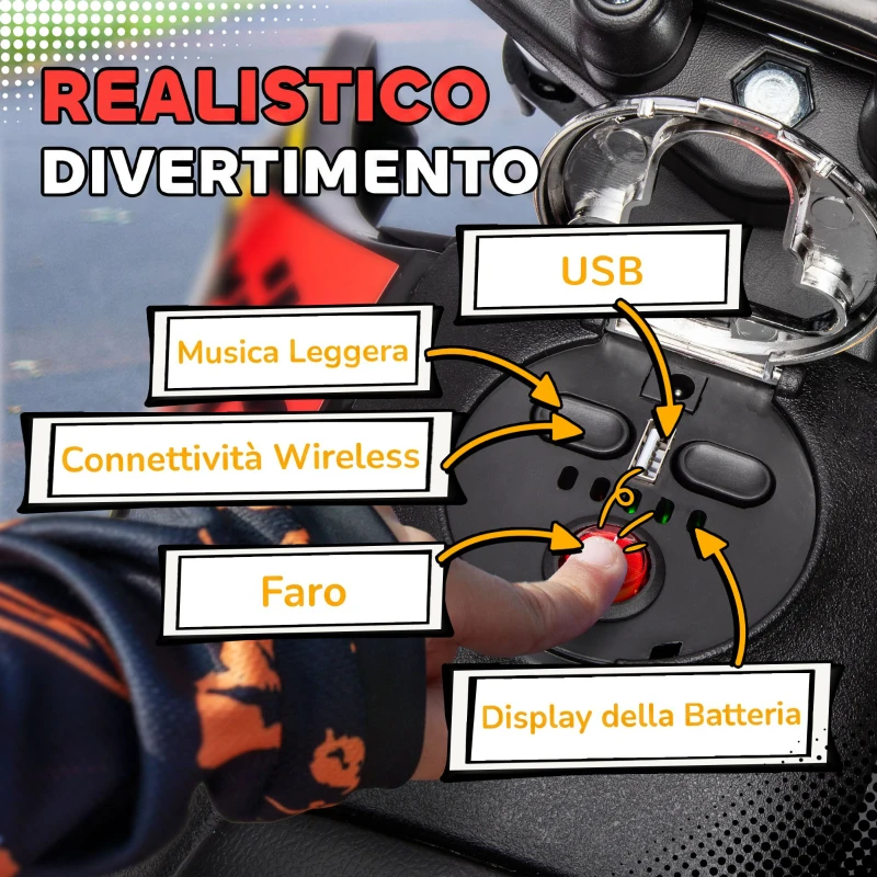 AIYAPLAY Moto Elettrica per Bambini da 37-96 Mesi con 12V Doppi Motori e Rotelle Rimovibili, Capacità 30kg, Giallo