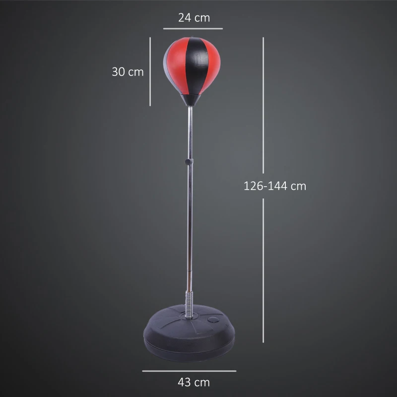 HOMCOM Punching Bag with Stand, 126-144 cm Height Adjustable Boxing Set Free Standing Speed Bag with Gloves and Air Pump for Teenagers Home Gym Workout