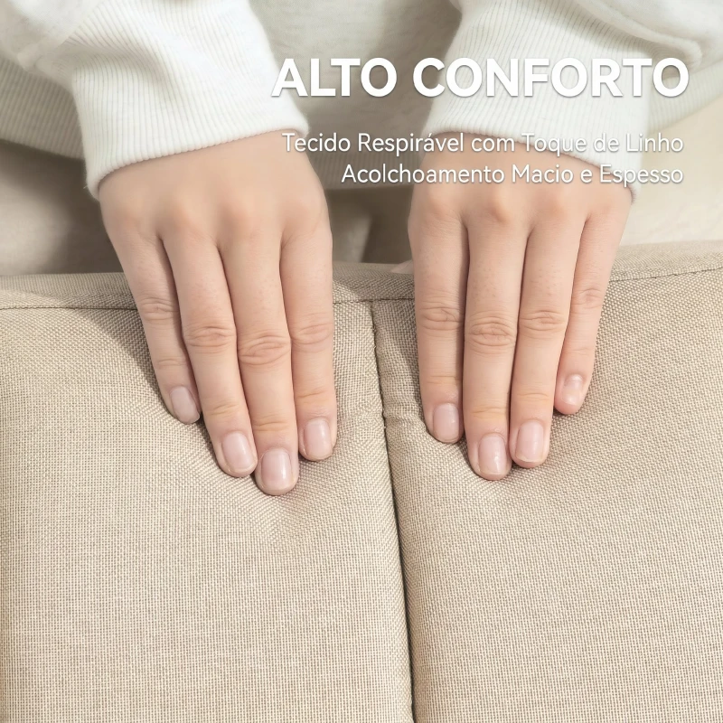 HOMCOM Sofá-cama de 2 Lugares em Linho Sintético com Encosto Ajustável e Braços Desmontáveis 173x75x73 cm Bege