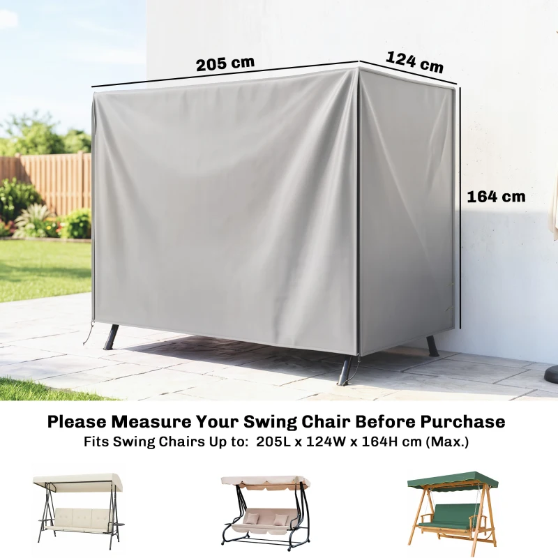 Outsunny 205 x 124cm Three-Seater Swing Chair Protective Cover Grey