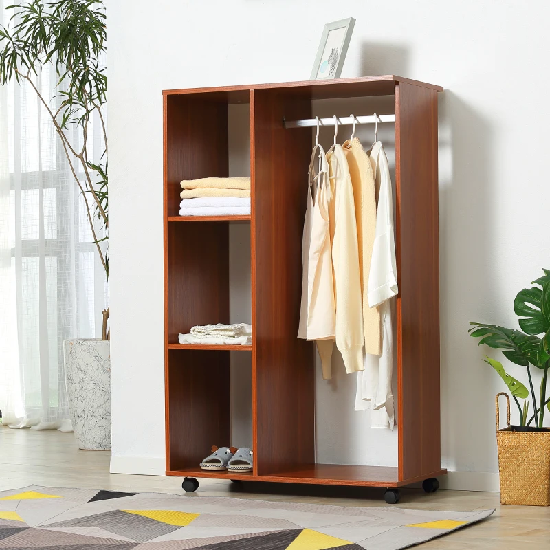 HOMCOM Armoire penderie Armoire de Rangement Mobile Panneaux de Particules Coloris Noyer