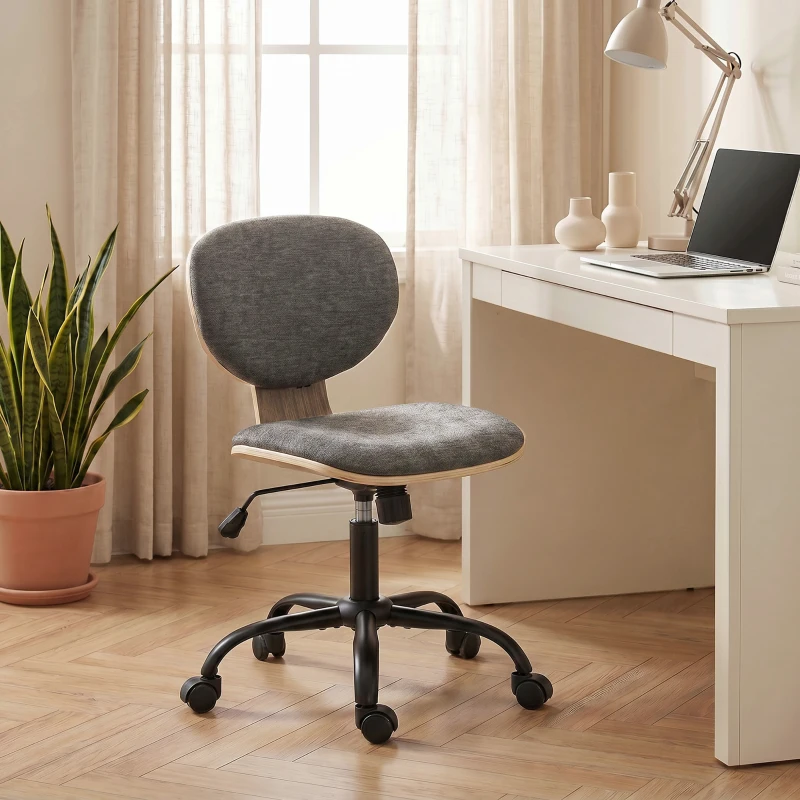 HOMCOM Home Office Desk Chair Rocking Function Ergonomic Swivel Chair with PU Wheels, Grey