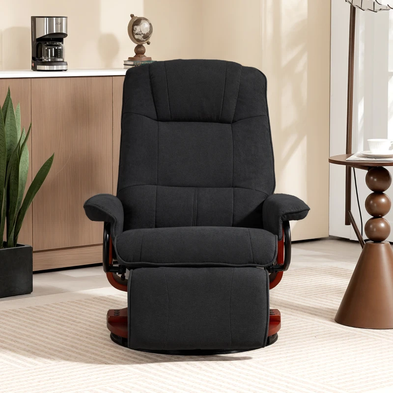 HOMCOM Reclining Swivel Chair, with Footrest - Black