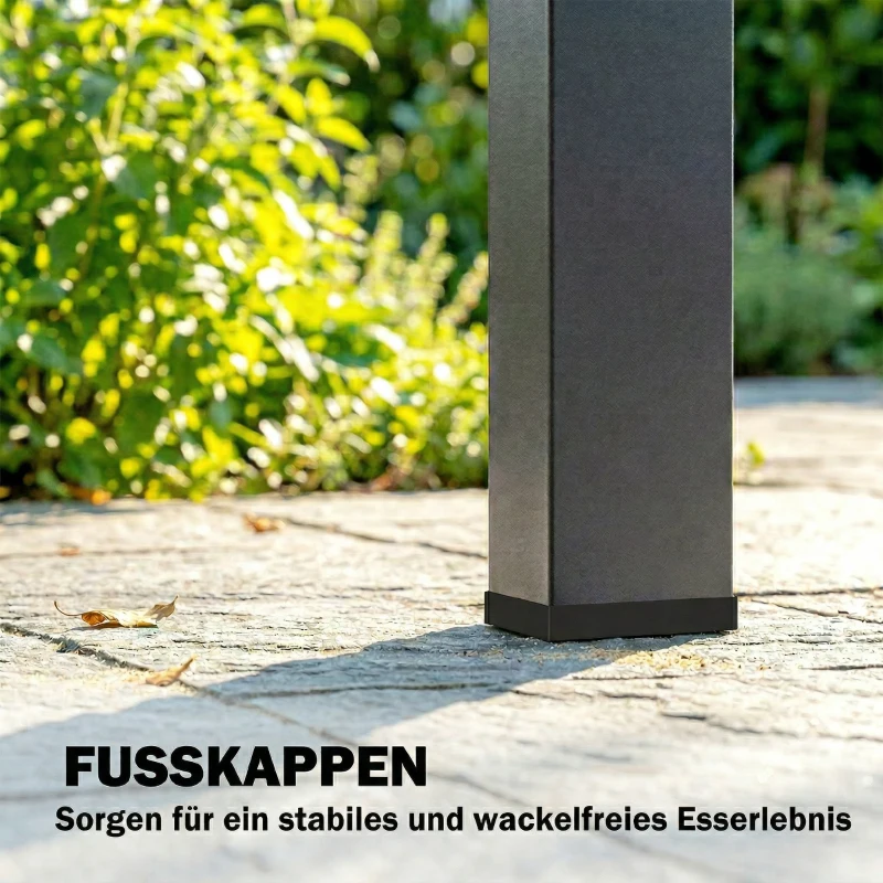 Outsunny Gartentisch, Esstisch für 6 Personen, Balkontisch mit Metallrahmen, WPC Lamellentischplatte, 155 x 88 x 72 cm, Braun