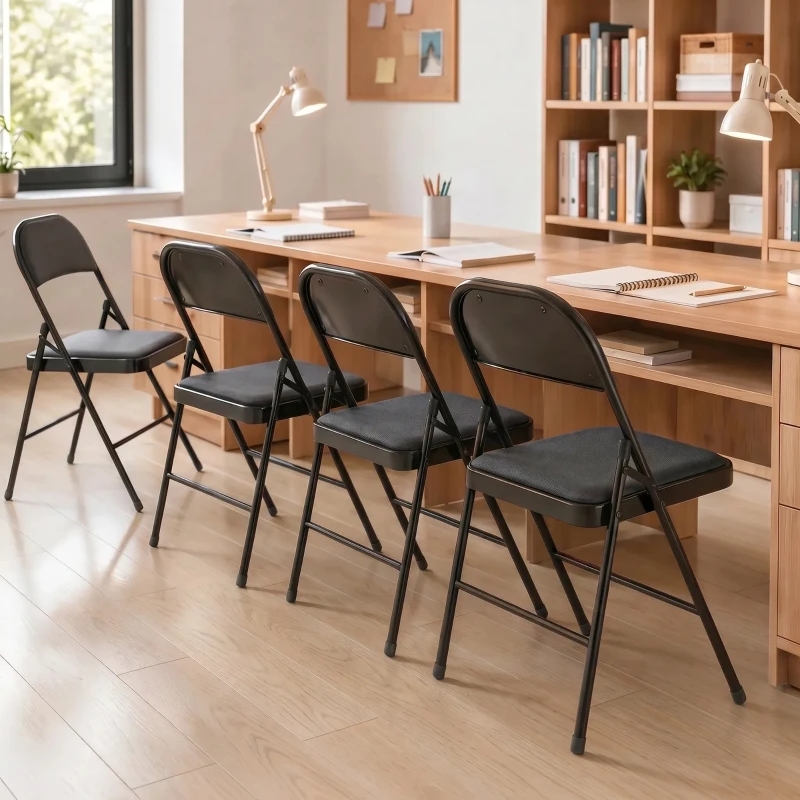 HOMCOM Lot de 4 chaises pliantes chaises de salle à manger portables cadre en acier 45 x 46 x 78 cm noir