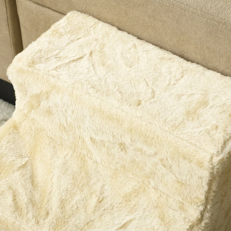 PawHut scară pentru câini cu 3 trepte, pentru câini și pisici de până la 4,5 kg, din catifea detașabilă și lavabilă, bej