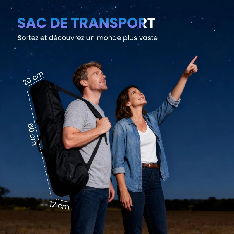 Outsunny Télescope Astronomique pour Adultes et Débutants 70 mm, 2 Oculaire 40X/16X, Trépied Réglable, 80 x 80 x 135 cm, Blanc