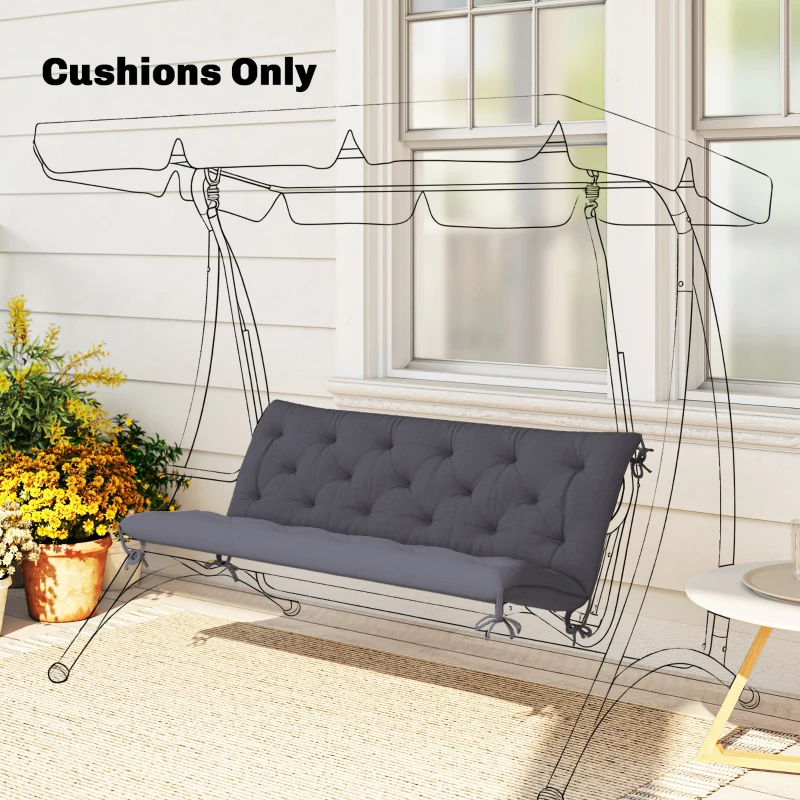 Outsunny Coussin de banc matelas assise dossier pour banc de jardin coussin balancelle canapé 3 places grand confort 150 x 98 x 8 cm gris
