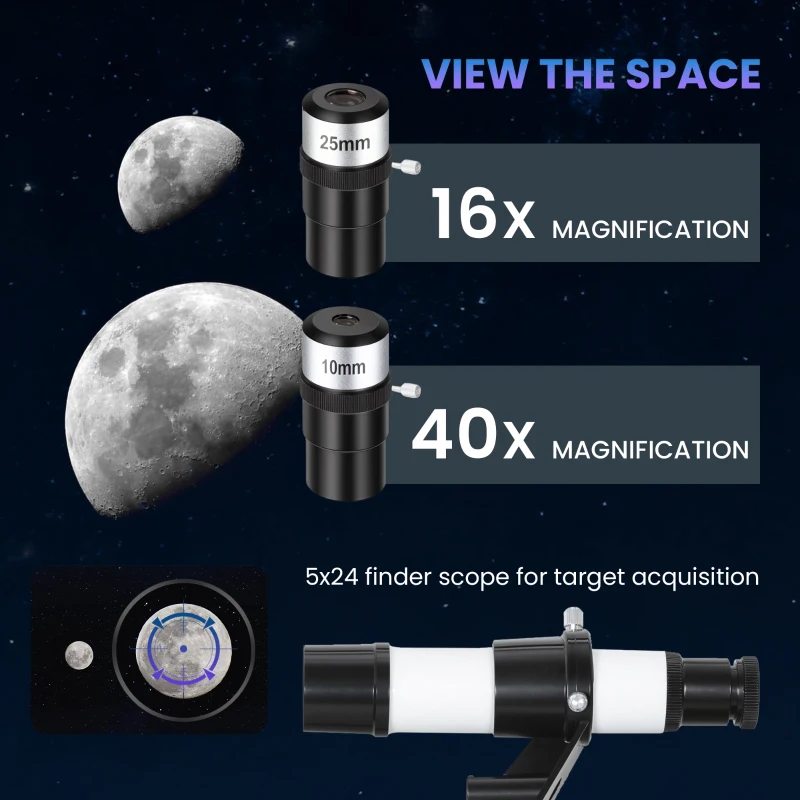 Outsunny Astronomy Telescope for Adults and Beginners with 70 mm Aperture, Carry Bag, White