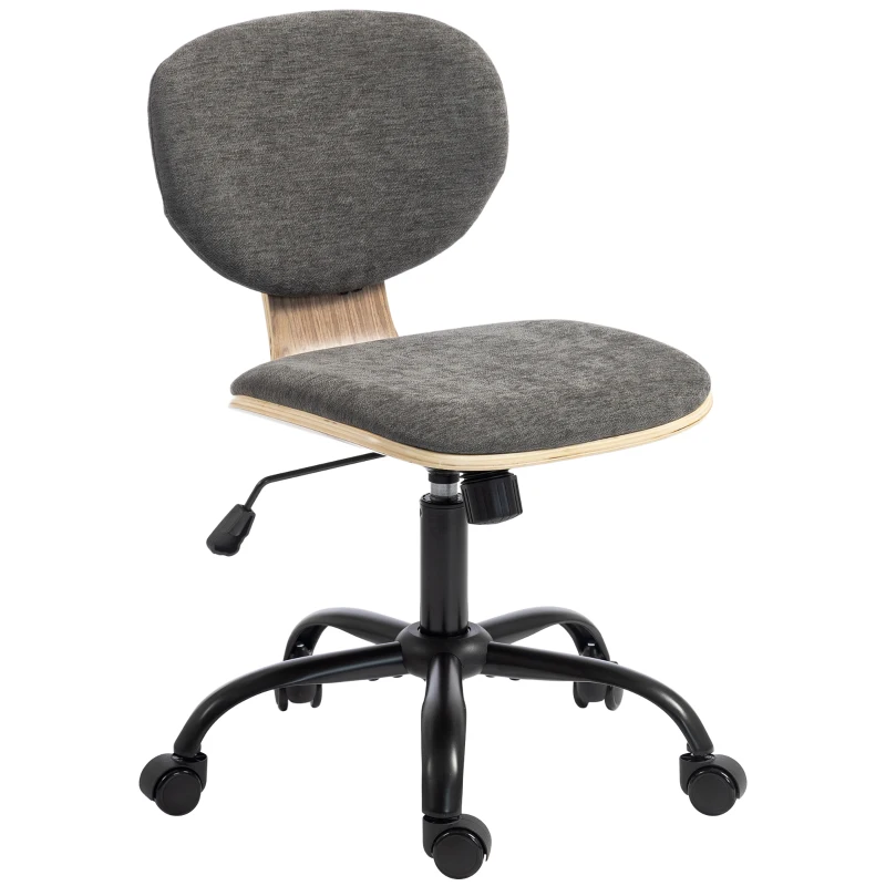 HOMCOM Home Office Desk Chair Rocking Function Ergonomic Swivel Chair with PU Wheels, Grey