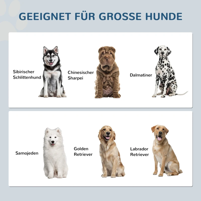 PawHut Verhoogde Voederstation voor Grote Honden, 2 Roestvrijstalen Bakken, Opbergruimte, 35,5x60x30 cm, Wit