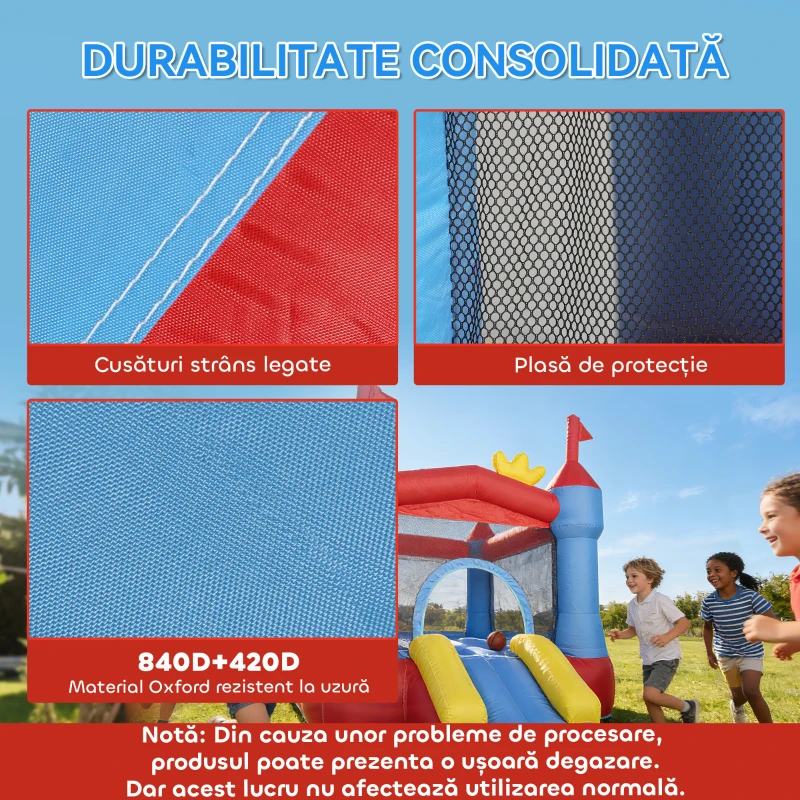 AIYAPLAY Castel Gonflabil pentru Copii cu Tobogan și Piscină Multicoloră