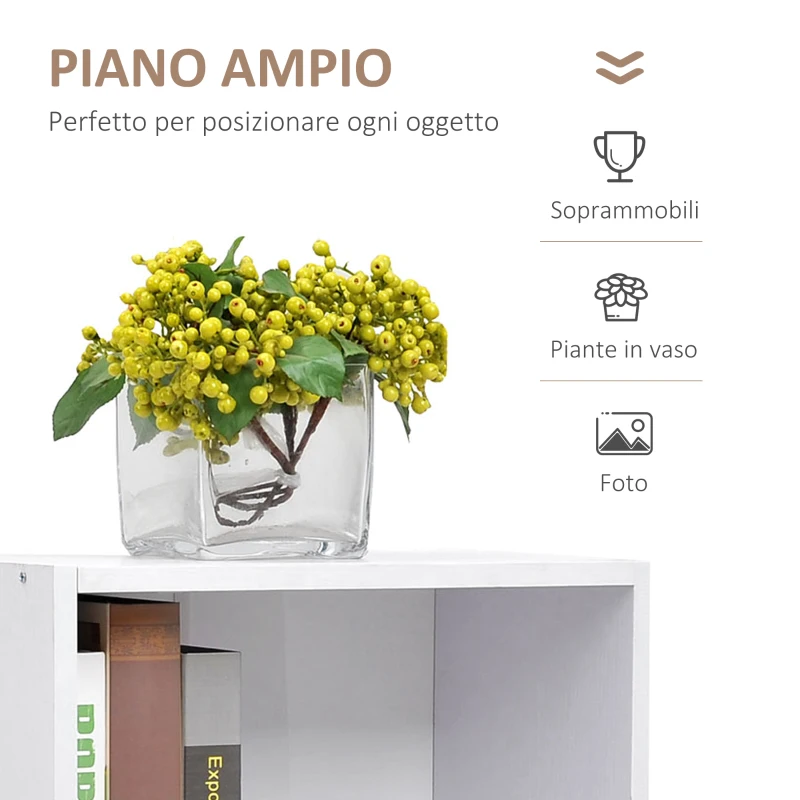 HOMCOM Libreria Bassa in Legno, Mobiletto Multiuso Design Moderno Bianco con Ripiano Regolabile 40x24x61cm
