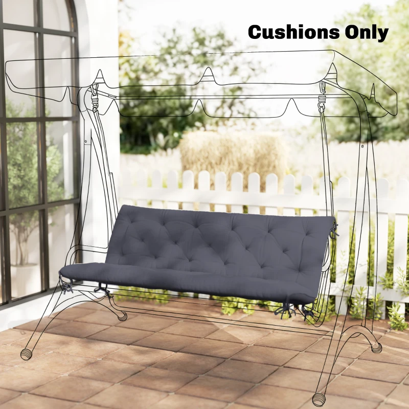 Outsunny Coussin de banc matelas assise dossier pour banc de jardin coussin balancelle canapé 3 places grand confort 150 x 98 x 8 cm gris