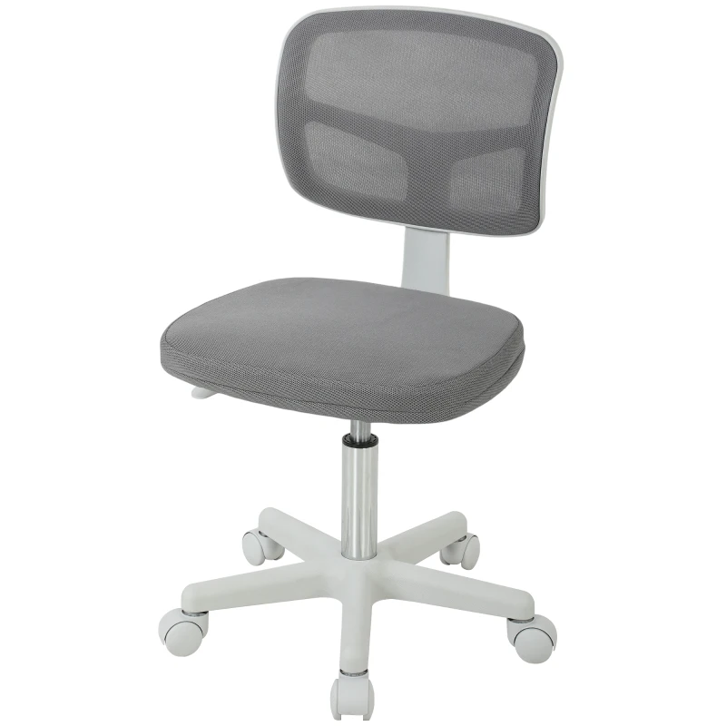 Vinsetto Small Office Chair without Arms, Ergonomic Swivel Mesh Desk Chair with Curved Back, Dark Grey