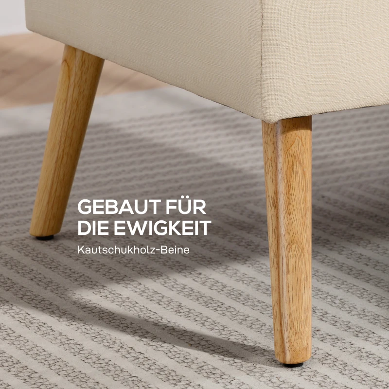 HOMCOM 2-zits sofa, getufte rugleuning, houten poten, dikke vulling, linnenlook, voor kleine ruimtes, beige