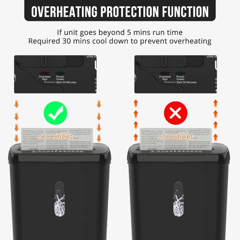 Efficient Paper Shredder with 3.17-Gallon Basket and P-2 Security Level, Perfect CD & Credit Card Shredder for Ofiices, 31L x 16W x 38H cm, Black