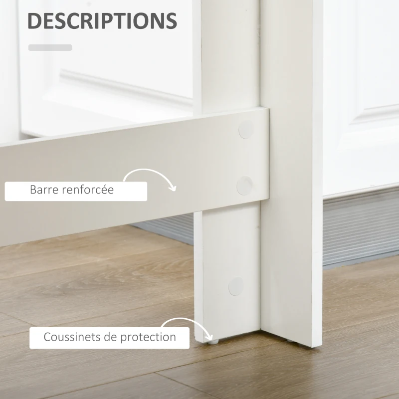 HOMCOM Table de bar pour 2 personnes, table haute mange debout avec 4 étagères ouvertes, 115x50x102,7cm, blanc et gris