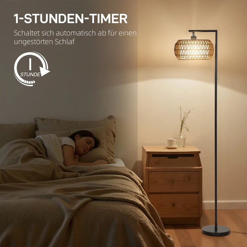 HOMCOM LED Stehlampe mit Doppelschirm, dimmbare Stehleuchte mit 3 Farbtemperaturen  für Wohnzimmer, Schlafzimmer, Büro, Schwarz