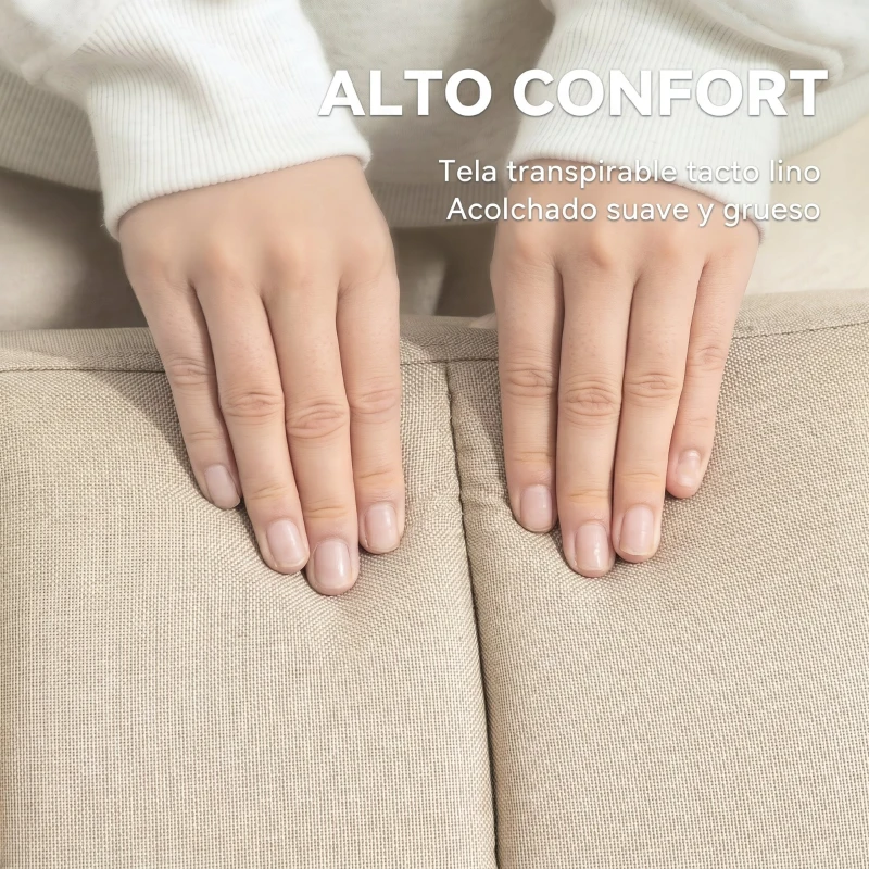 HOMCOM Sofá Cama de 2 Plazas Tapizado en Lino Sintético con Respaldo Ajustable y Reposabrazos Desmontables 173x75x73 cm Beige