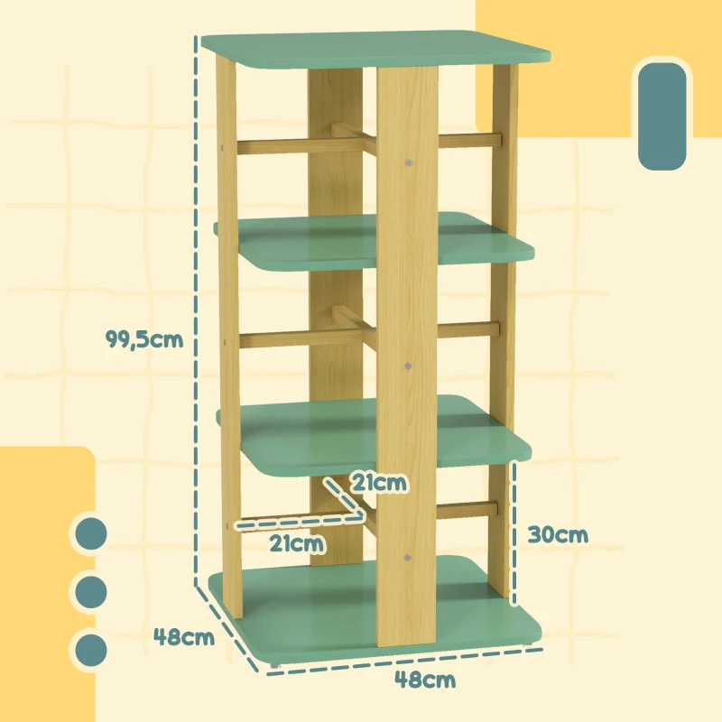AIYAPLAY Bibliothèque enfant avec roulettes, rangement livre enfant 3 niveaux pour salle de jeux, chambre d'enfant, vert