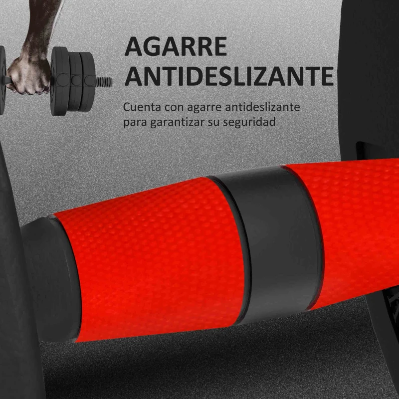 HOMCOM Juego de Mancuernas Ajustables 20 kg 2 en 1 con Barras Conexión y Barra de Extensión para Gimnasio en Casa Negro