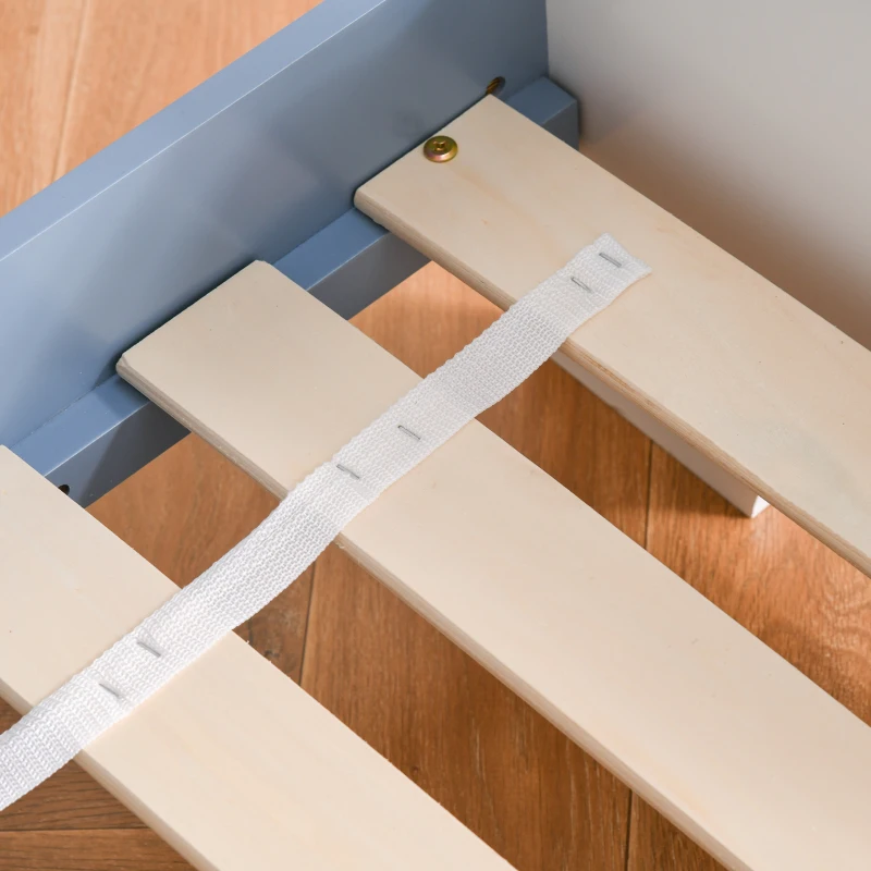 HOMCOM Letto Basso per Bambini di +3 Anni con Sponde Blu e Bianco