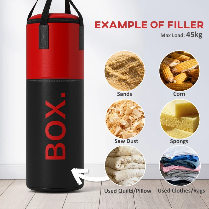 SPORTNOW Unfilled Punching Bag Set with Boxing Bag Bracket, Boxing Gloves, Hand Wraps and 360° Swivel Hook