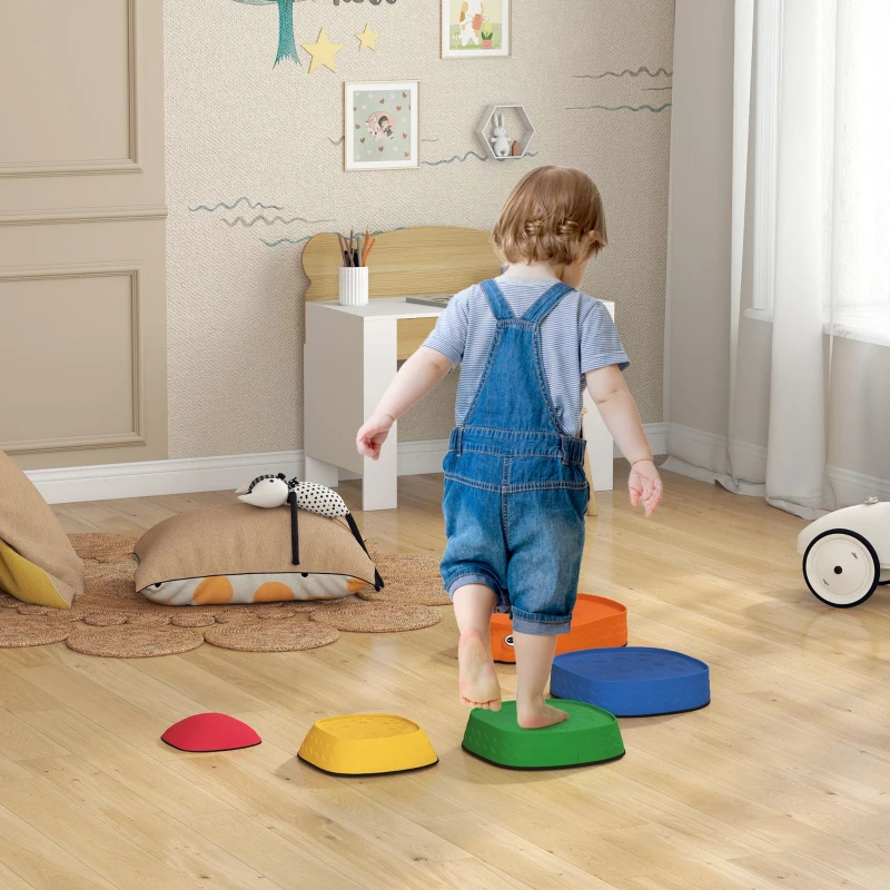 AIYAPLAY Conjunto de Pedras de Equilíbrio Empilháveis para Crianças de 5 Peças com Forma de Joaninha e Antiderrapantes Multicolor