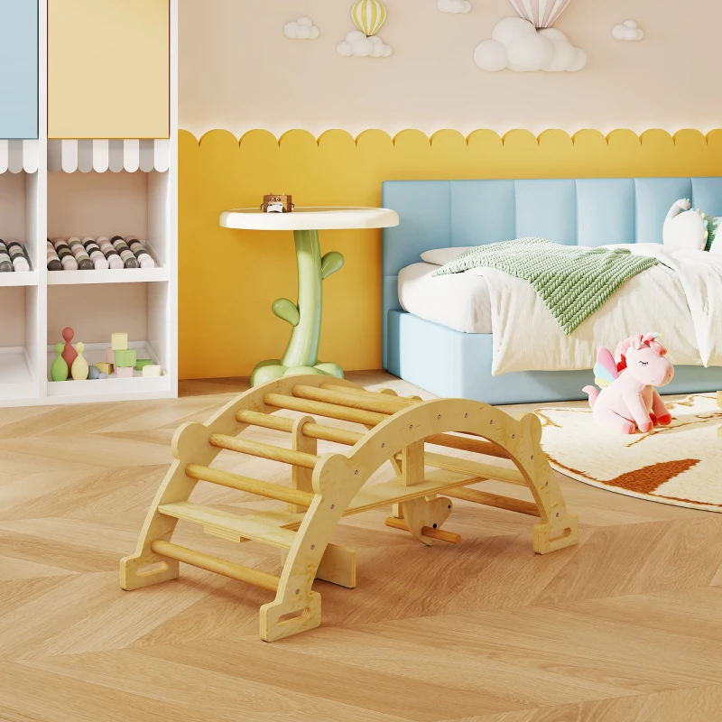 AIYAPLAY Arco de Escalada de Madeira e Baloiço Montessori Brinquedo Educativo Interior para Crianças 110x52 cm Madeira