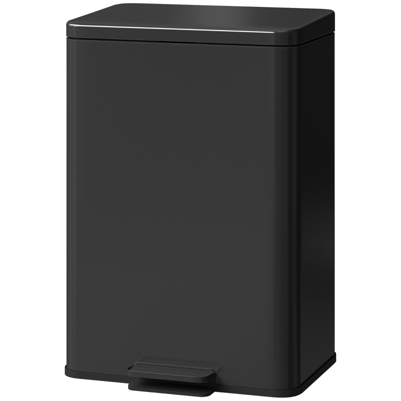 HOMCOM Mülleimer 20 L Treteimer mit Softclose-Deckel, Pedal, abnehmbar Inneneimer Mattschwarz, 34,2 x 30,6 x 44,2 cm